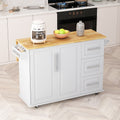 Kitchen Island Cart with 2 Door Cabinet and Three Drawers