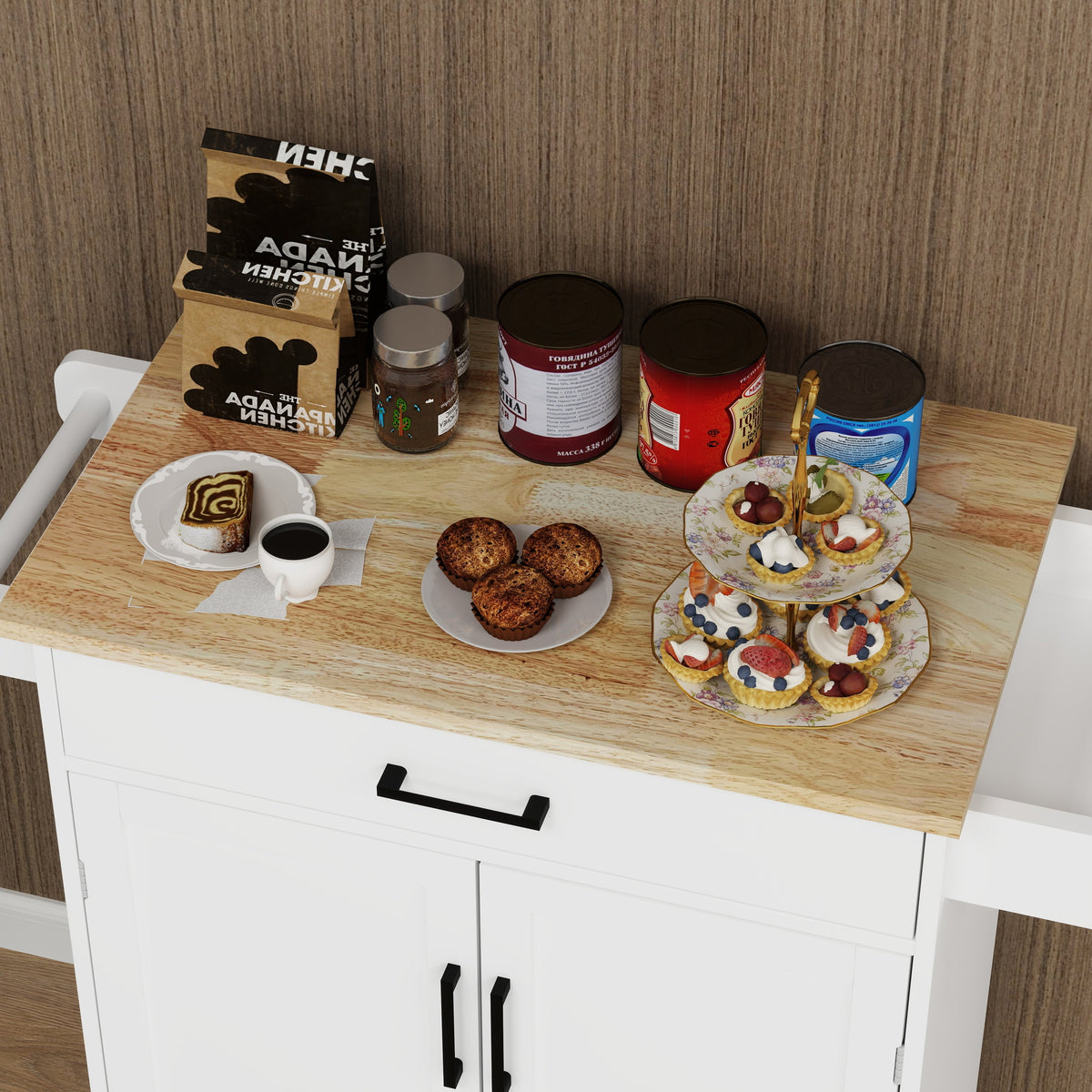 Kitchen Island Rolling Trolley Cart with 1 Drawer
