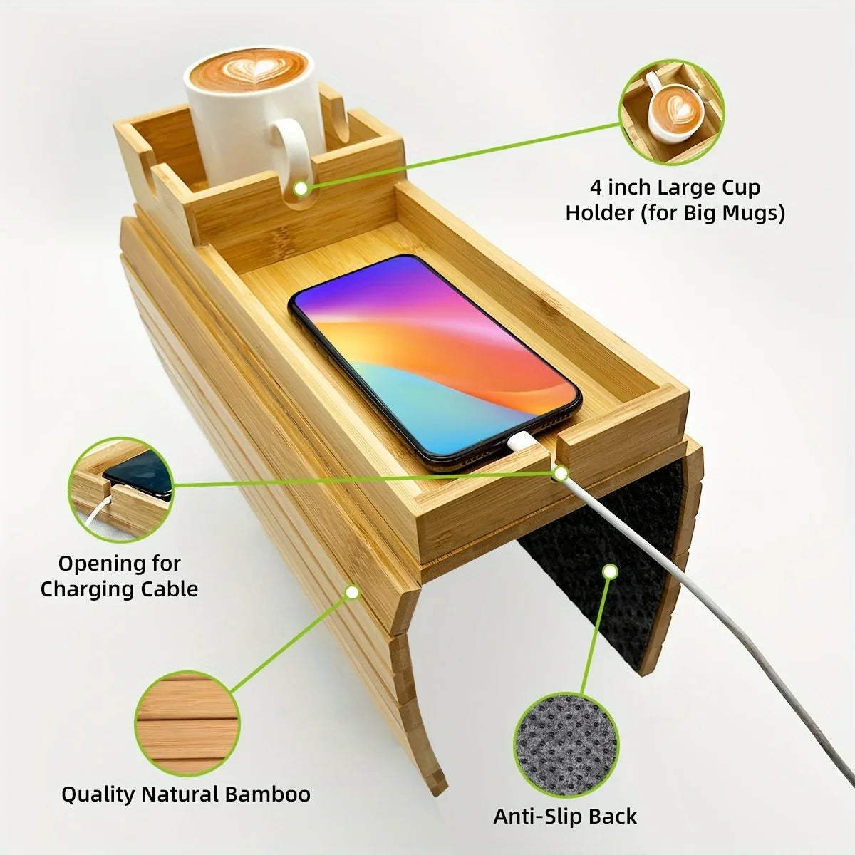 Bamboo  Armrest Tray  for Couch Lovers