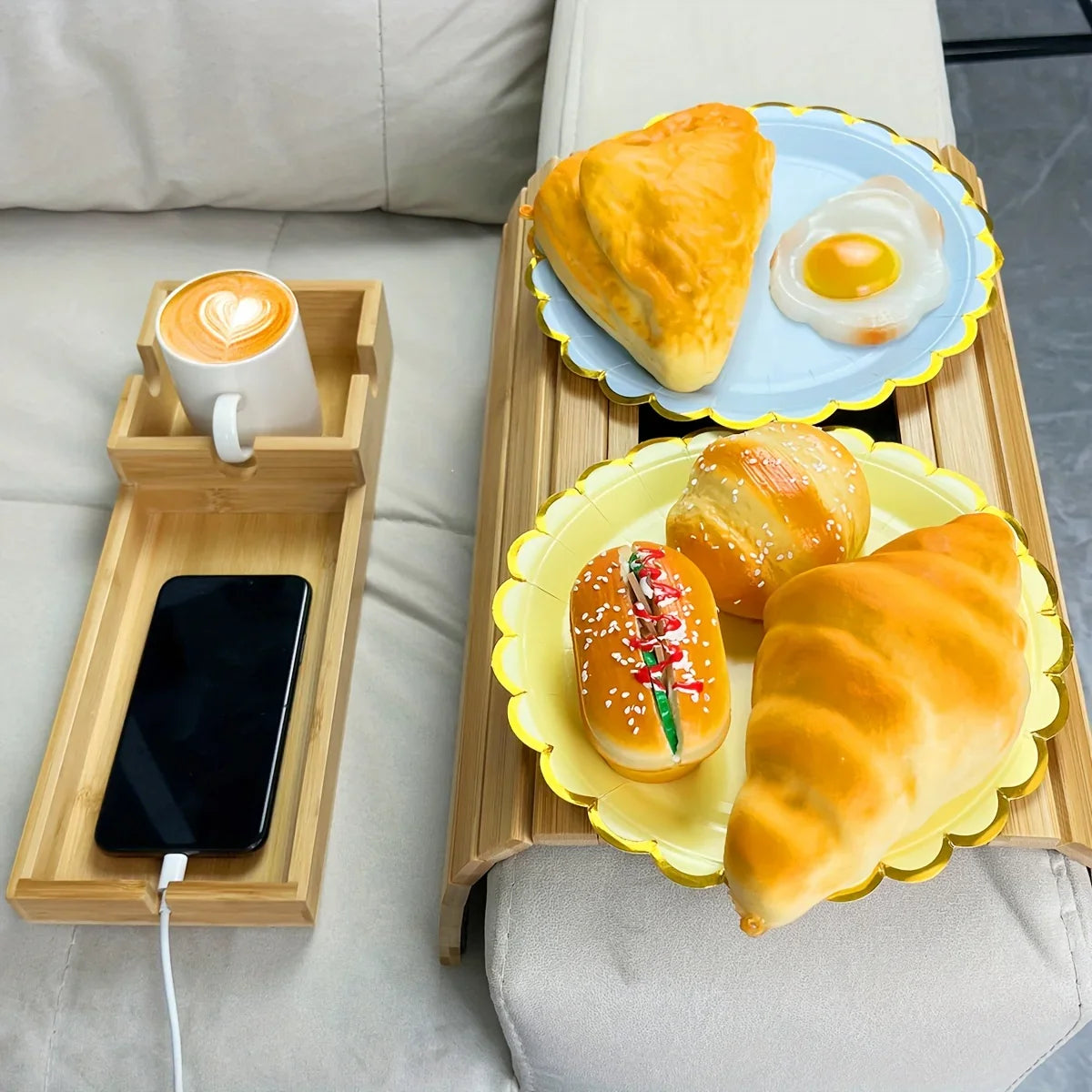 Bamboo  Armrest Tray  for Couch Lovers