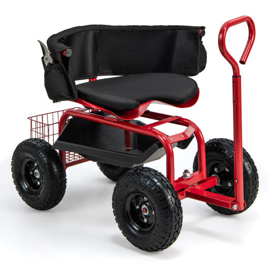 Cushioned Rolling Garden Cart Scooter