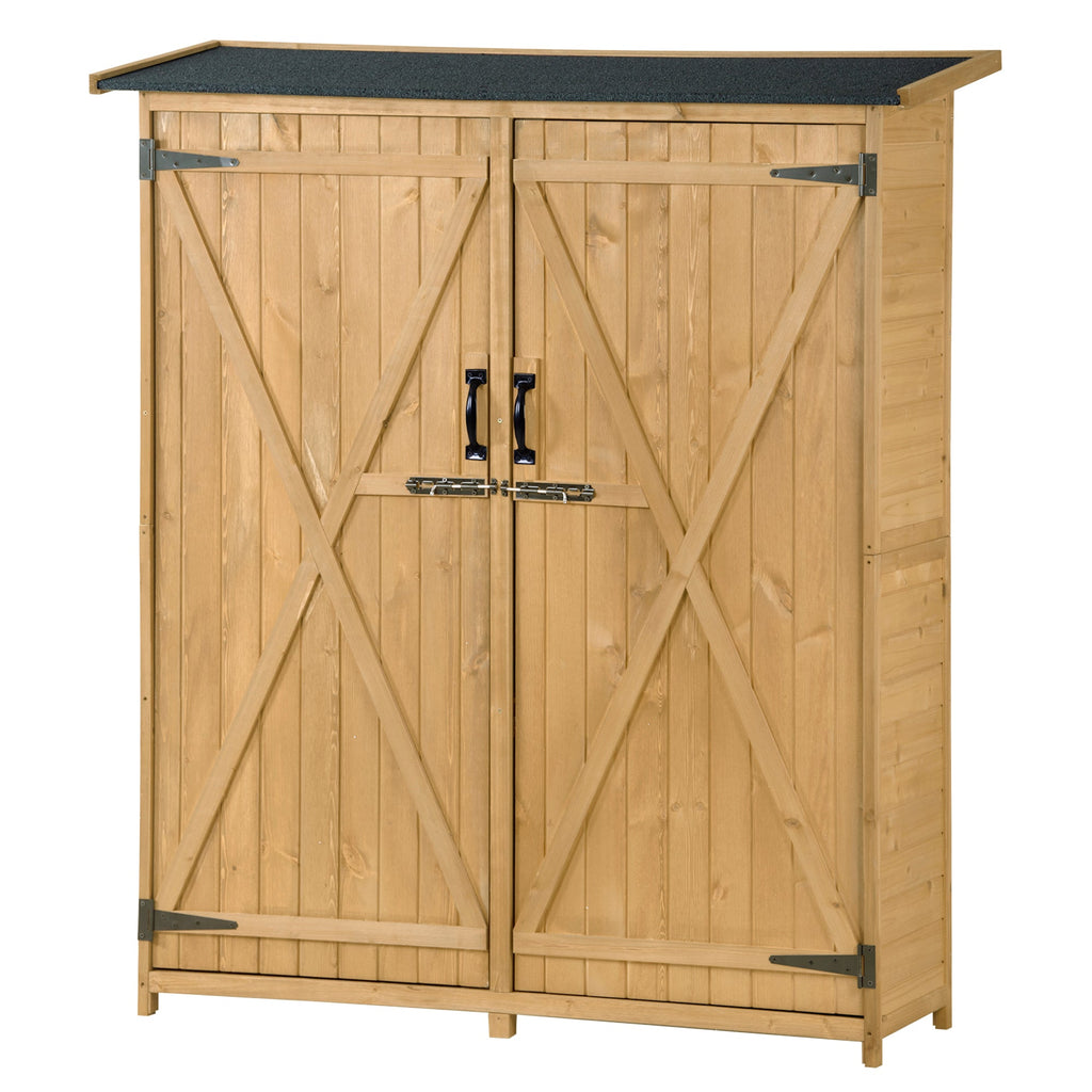Outdoor 5.3ft Hx4.6ft L Wood Storage Shed Tool Organizer