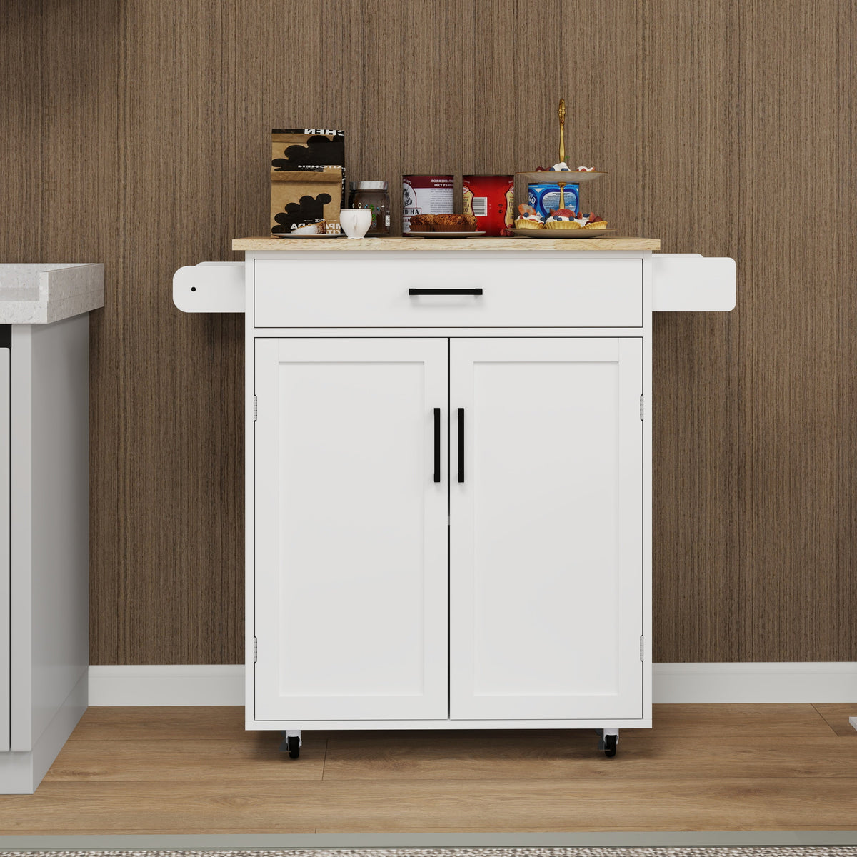 Kitchen Island Rolling Trolley Cart with 1 Drawer