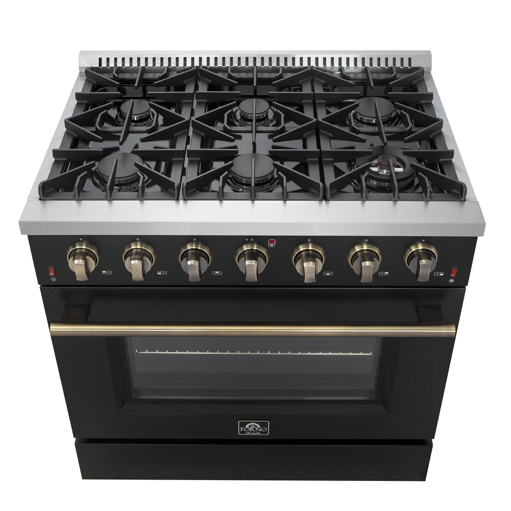 Forno Galiano 36-inch Freestanding Gas Range in Black