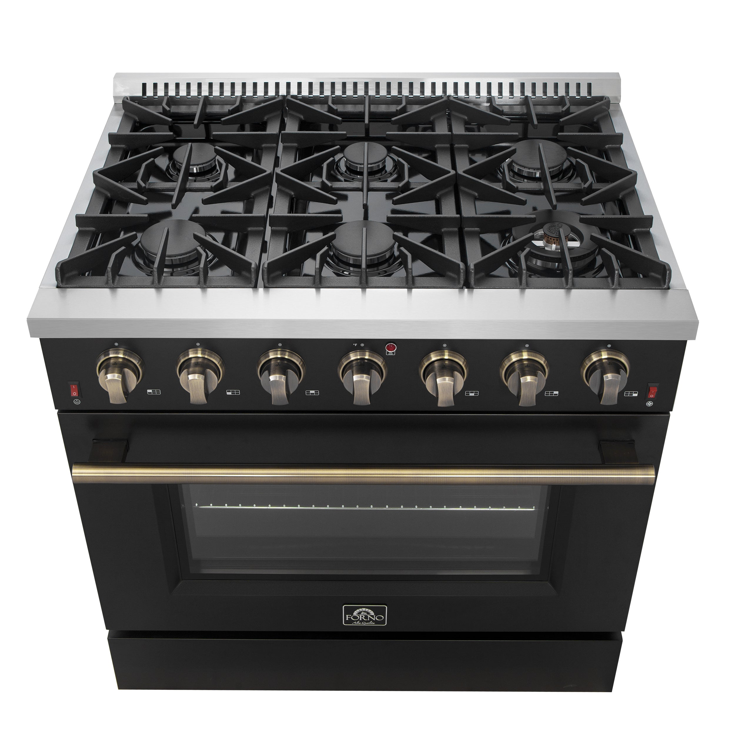 Forno Galiano 36-inch Freestanding Gas Range in Black