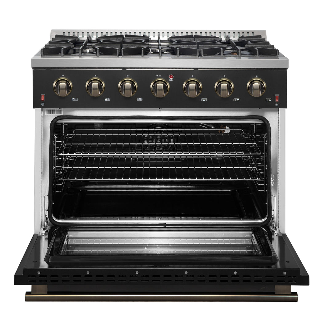 Forno Galiano 36-inch Freestanding Gas Range in Black