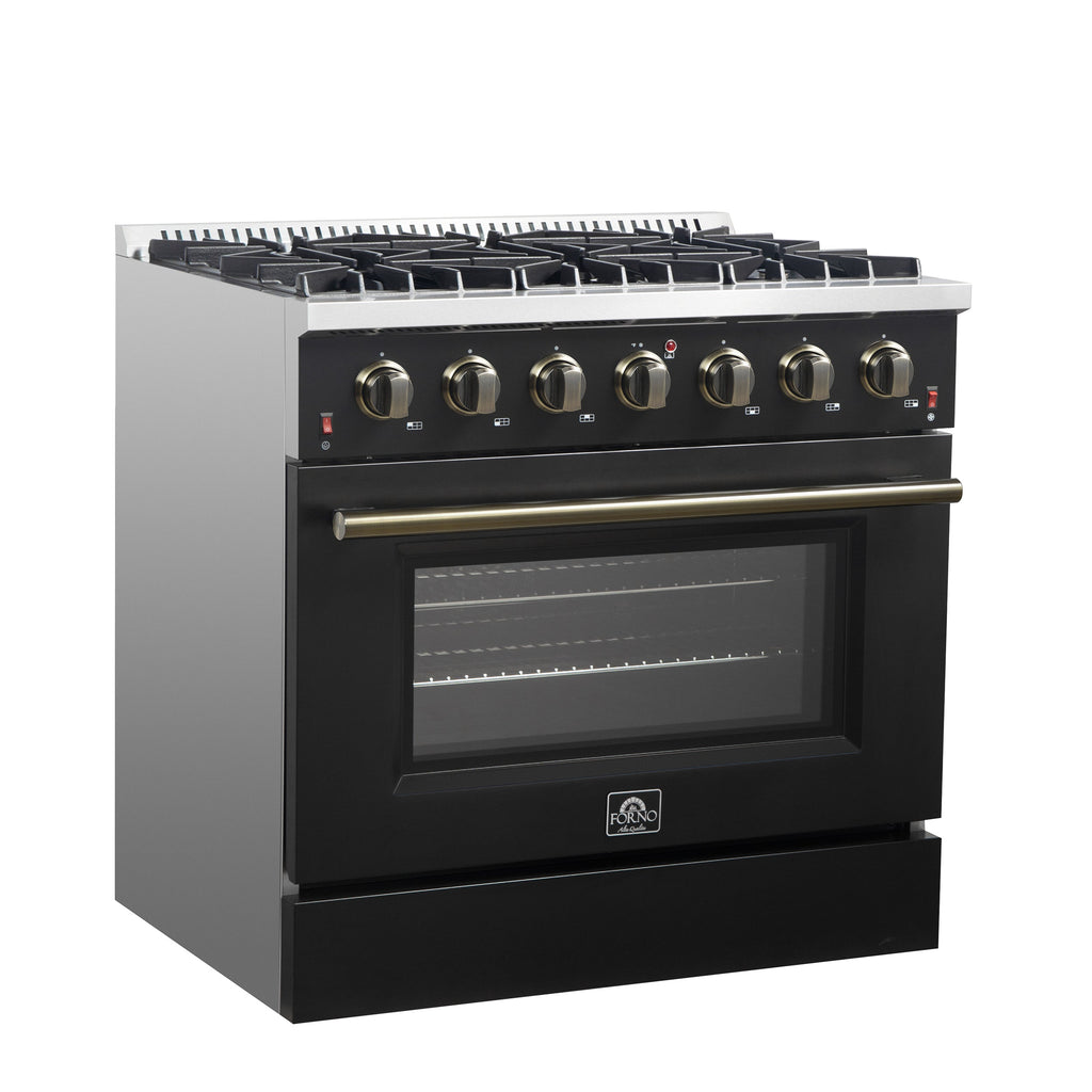 Forno Galiano 36-inch Freestanding Gas Range in Black