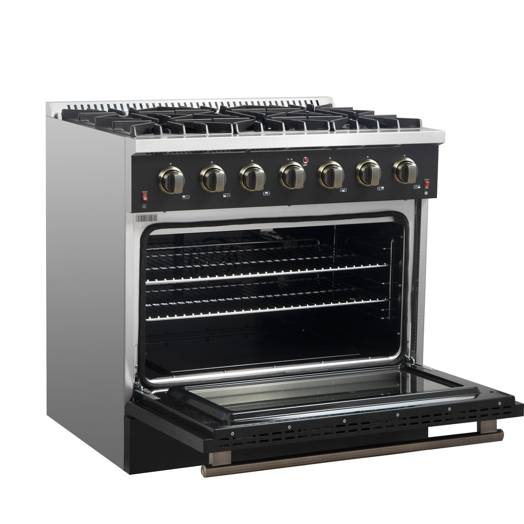 Forno Galiano 36-inch Freestanding Gas Range in Black
