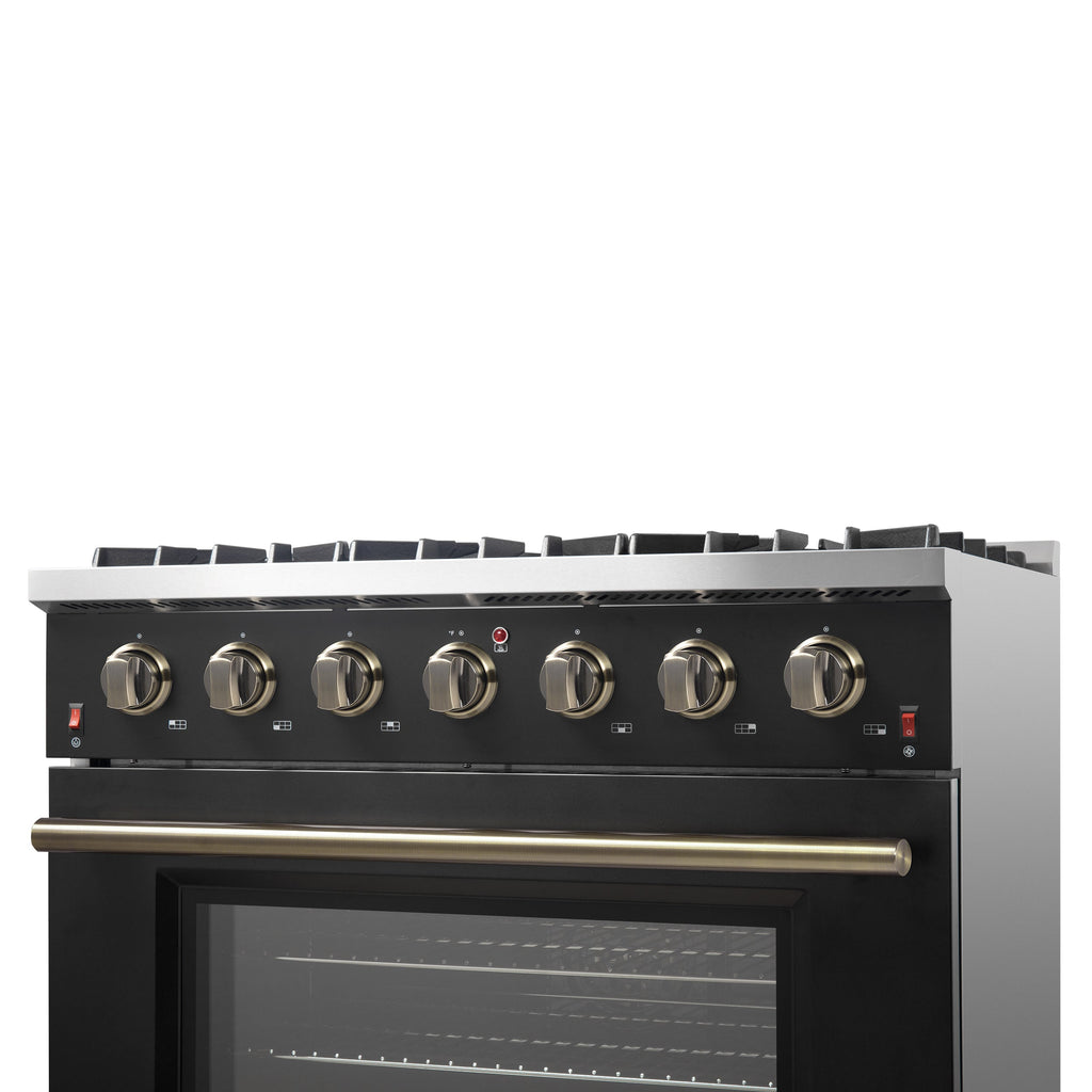 Forno Galiano 36-inch Freestanding Gas Range in Black