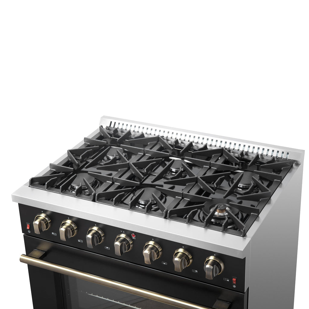 Forno Galiano 36-inch Freestanding Gas Range in Black