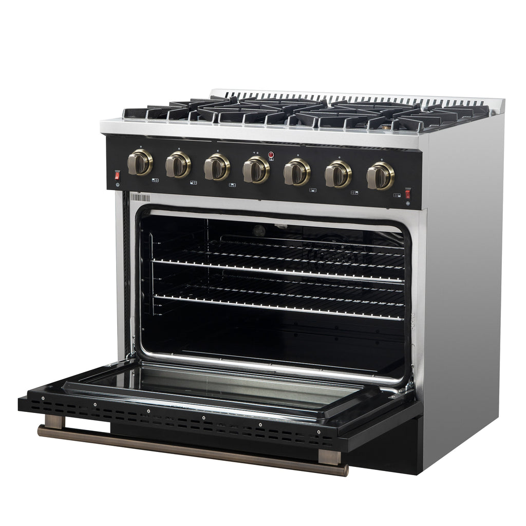 Forno Galiano 36-inch Freestanding Gas Range in Black