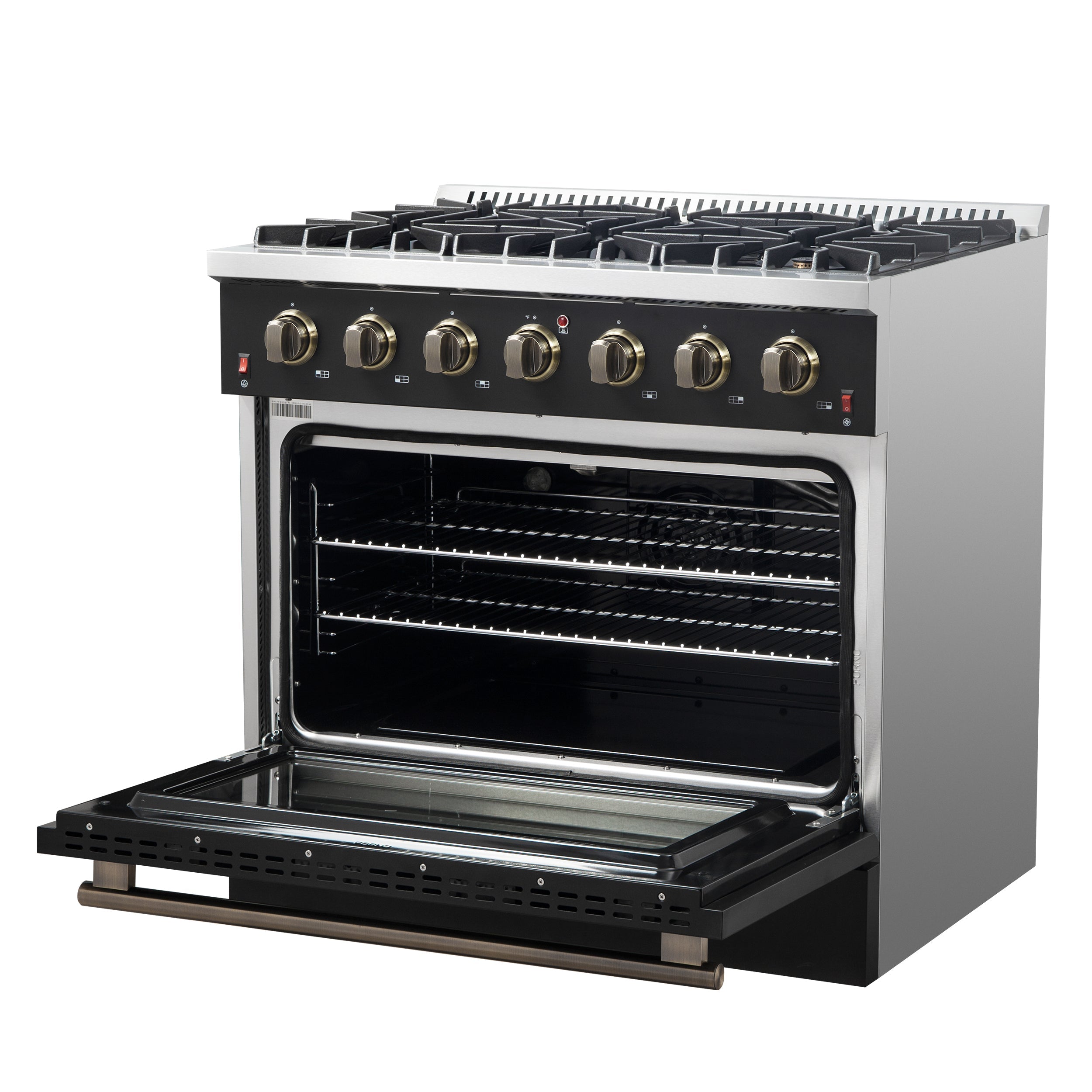 Forno Galiano 36-inch Freestanding Gas Range in Black