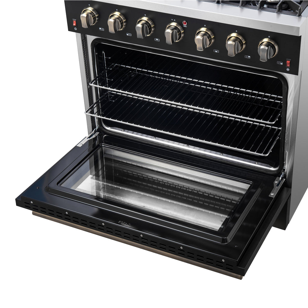 Forno Galiano 36-inch Freestanding Gas Range in Black