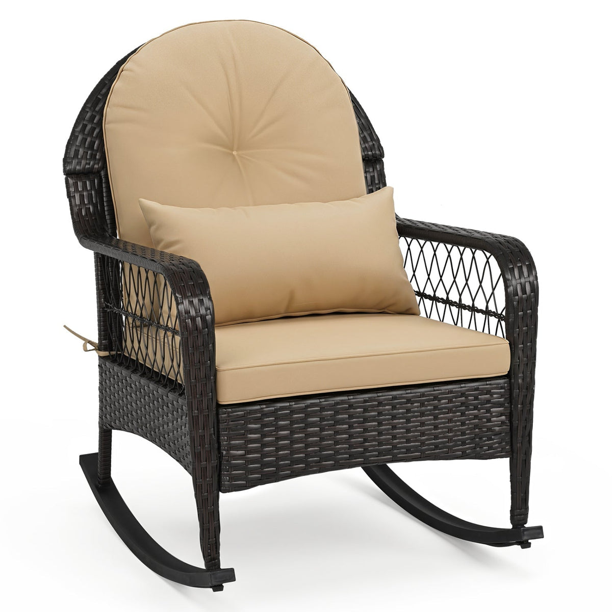 Outdoor Wicker Rocking Chair with Cushions