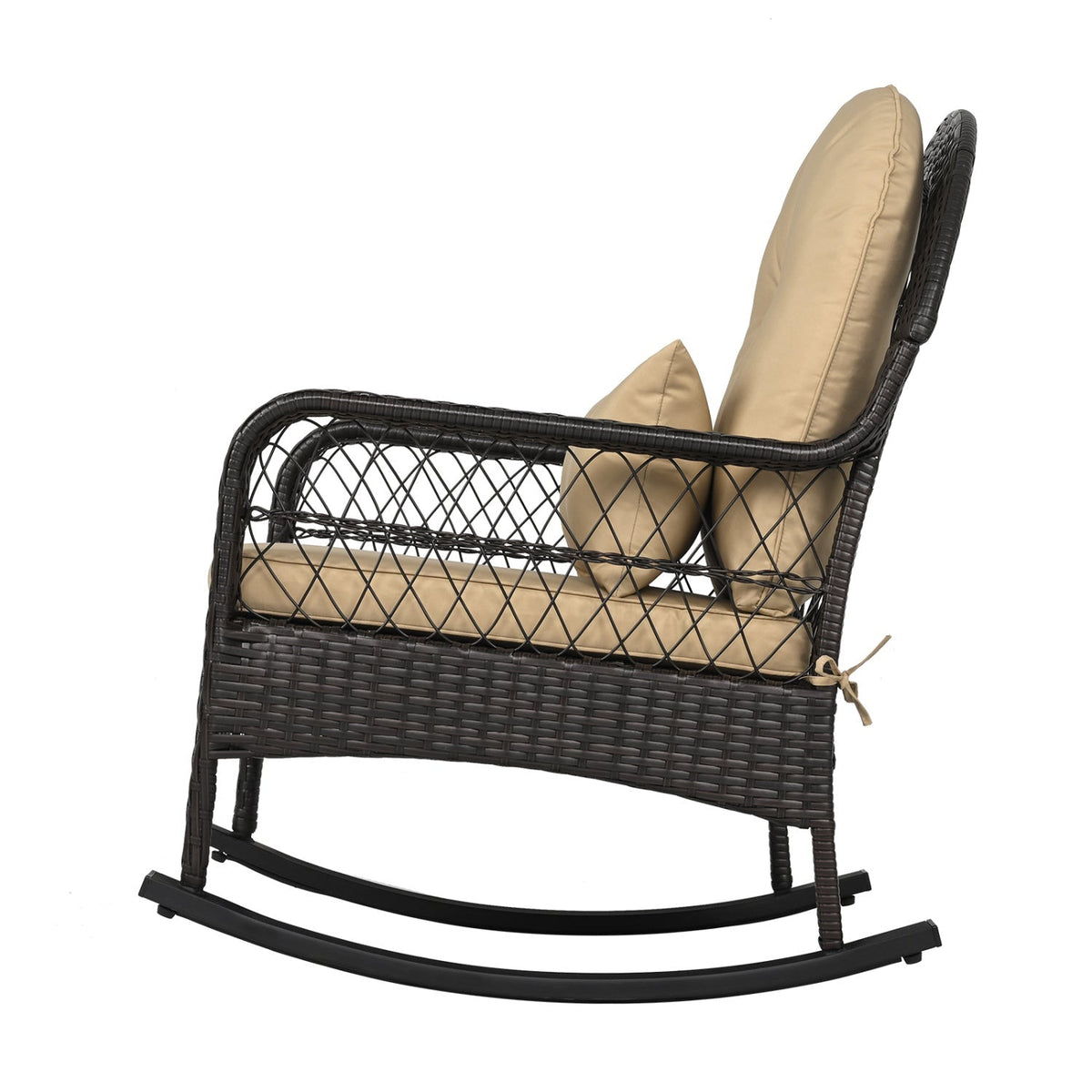 Outdoor Wicker Rocking Chair with Cushions
