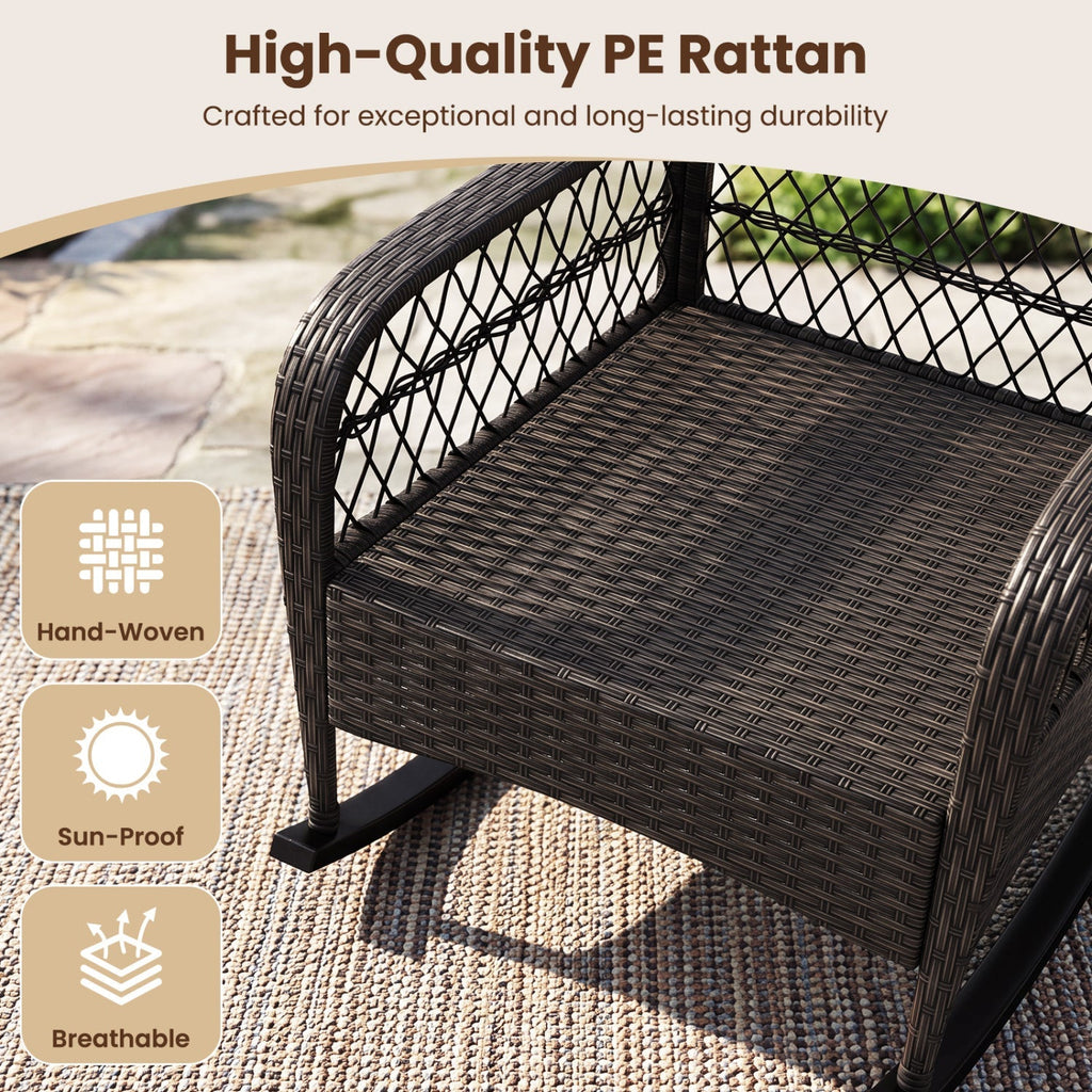 Outdoor Wicker Rocking Chair with Cushions
