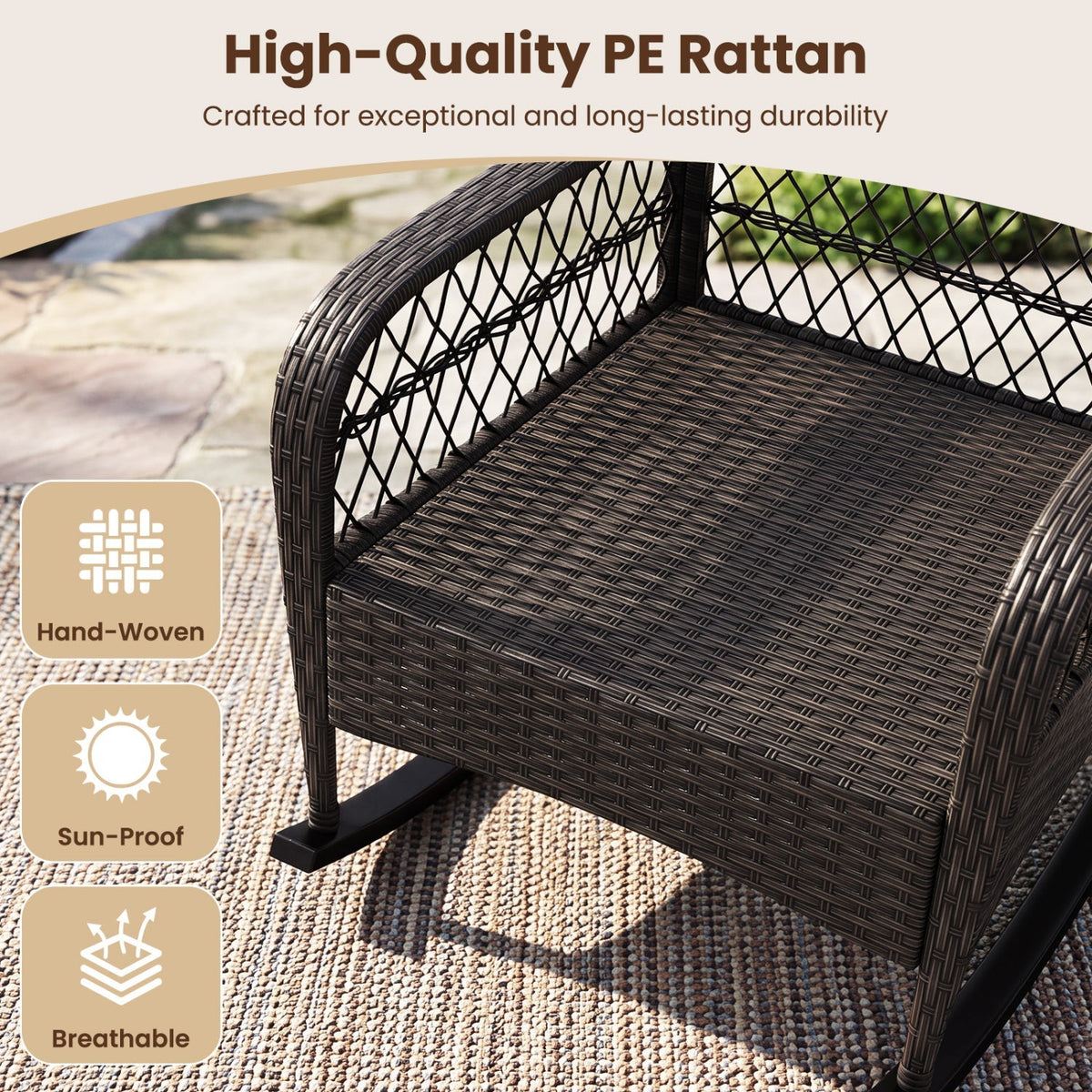 Outdoor Wicker Rocking Chair with Cushions