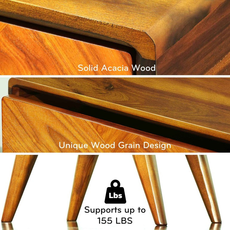 Laden Handcrafted Solid Wood Nightstand