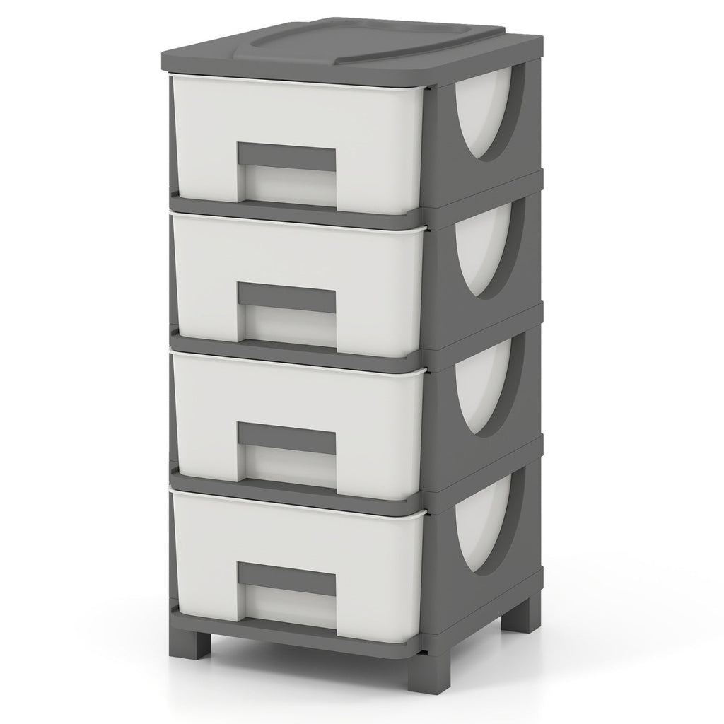 Plastic Storage Organizer with Compact Drawer Cabinet Side Table for Bedroom