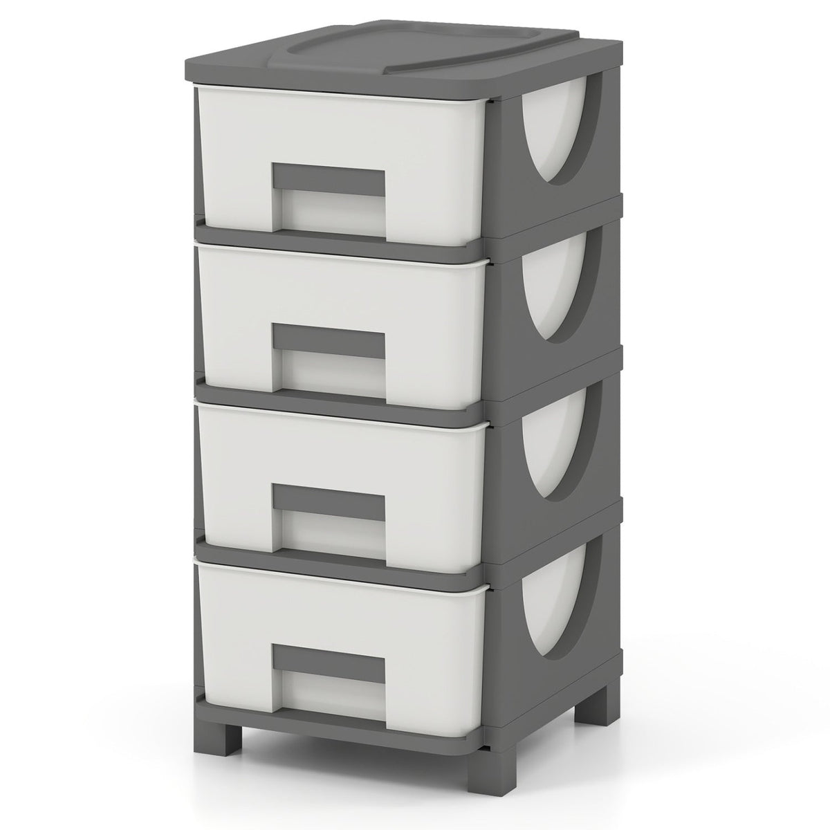 Plastic Storage Organizer with Compact Drawer Cabinet Side Table for Bedroom