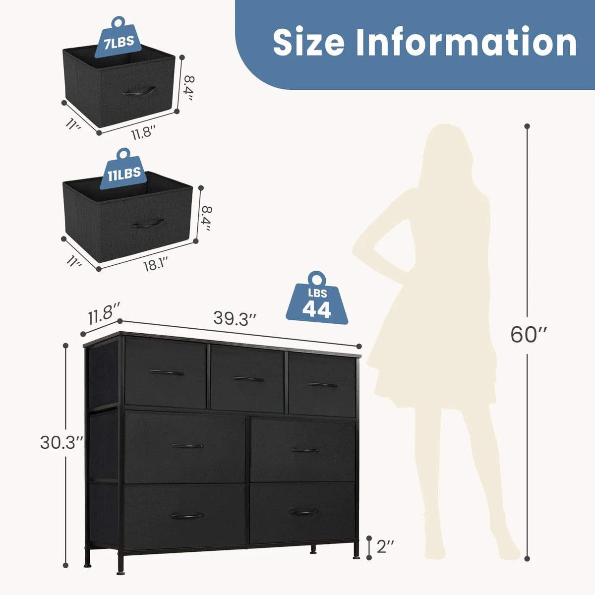7 Fabric Drawers Organizer Storage Closet