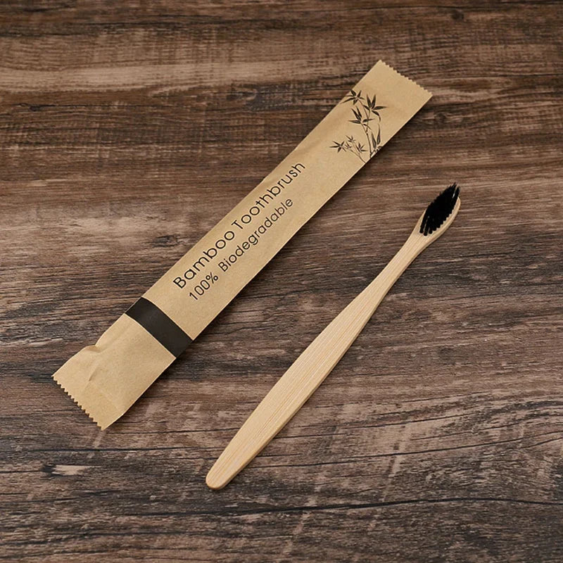 Bamboo Toothbrushes Soft Bristles Biodegradable Wooden Handle