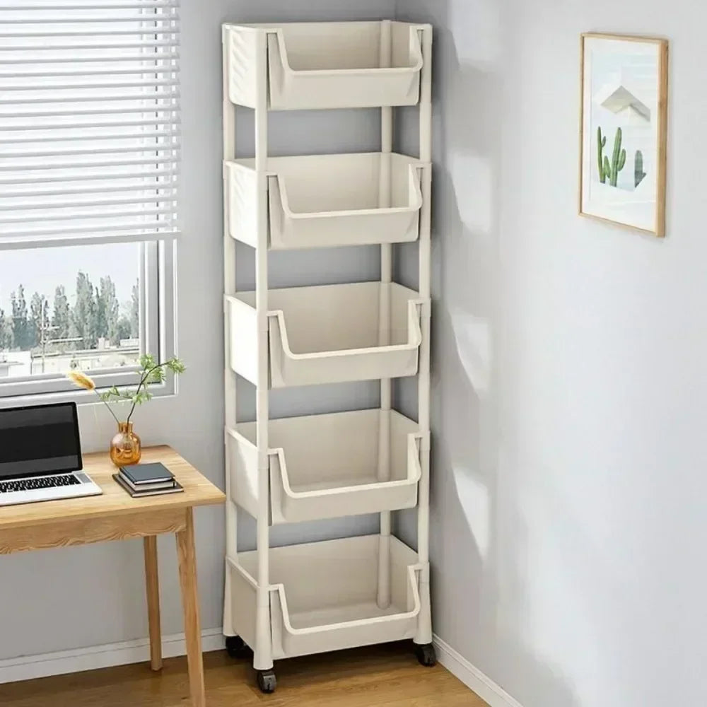 Mobile Storage Shelf] Mobile Plastic Storage Shelf Unit with Wheels