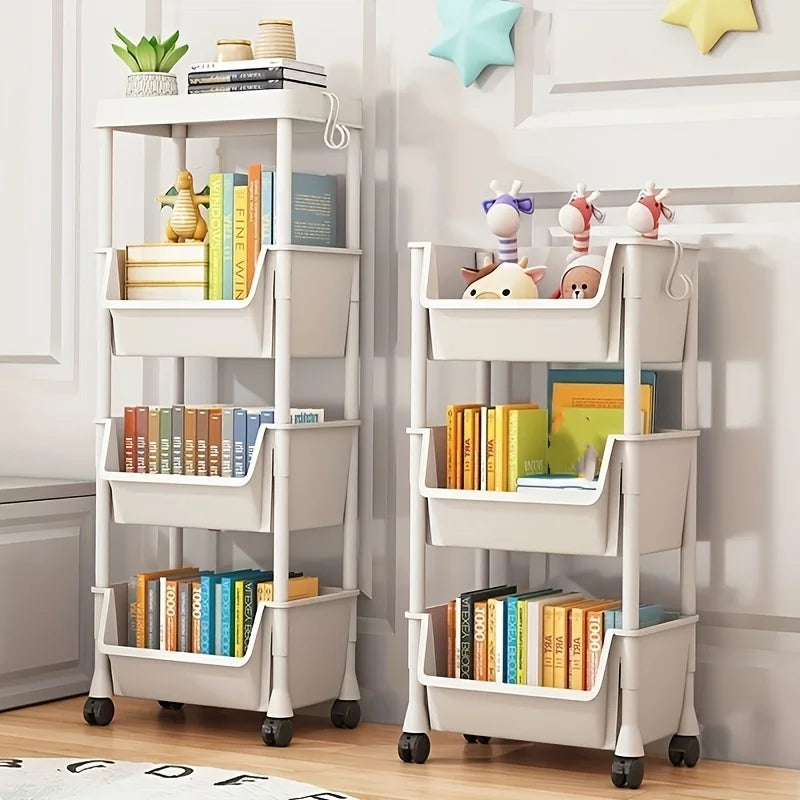 Mobile Storage Shelf] Mobile Plastic Storage Shelf Unit with Wheels