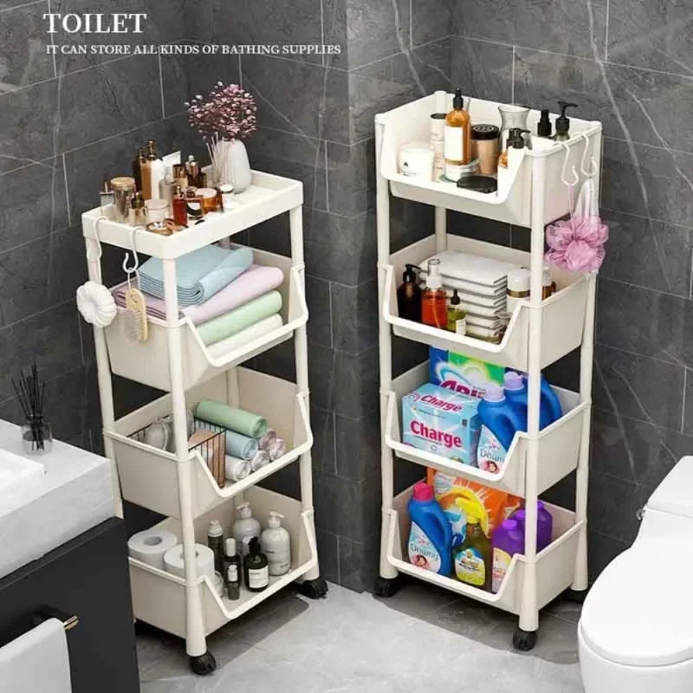 Mobile Storage Shelf] Mobile Plastic Storage Shelf Unit with Wheels