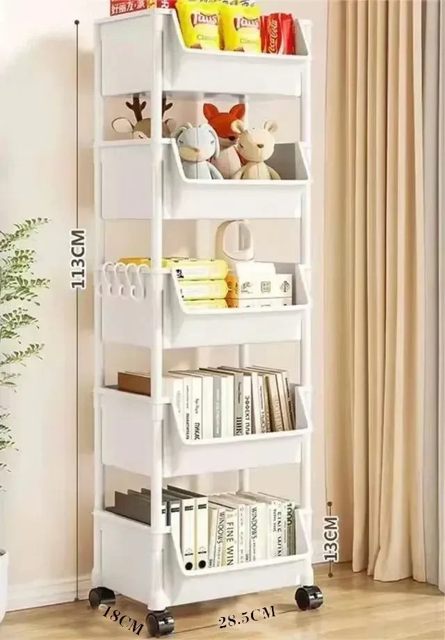 Mobile Storage Shelf] Mobile Plastic Storage Shelf Unit with Wheels