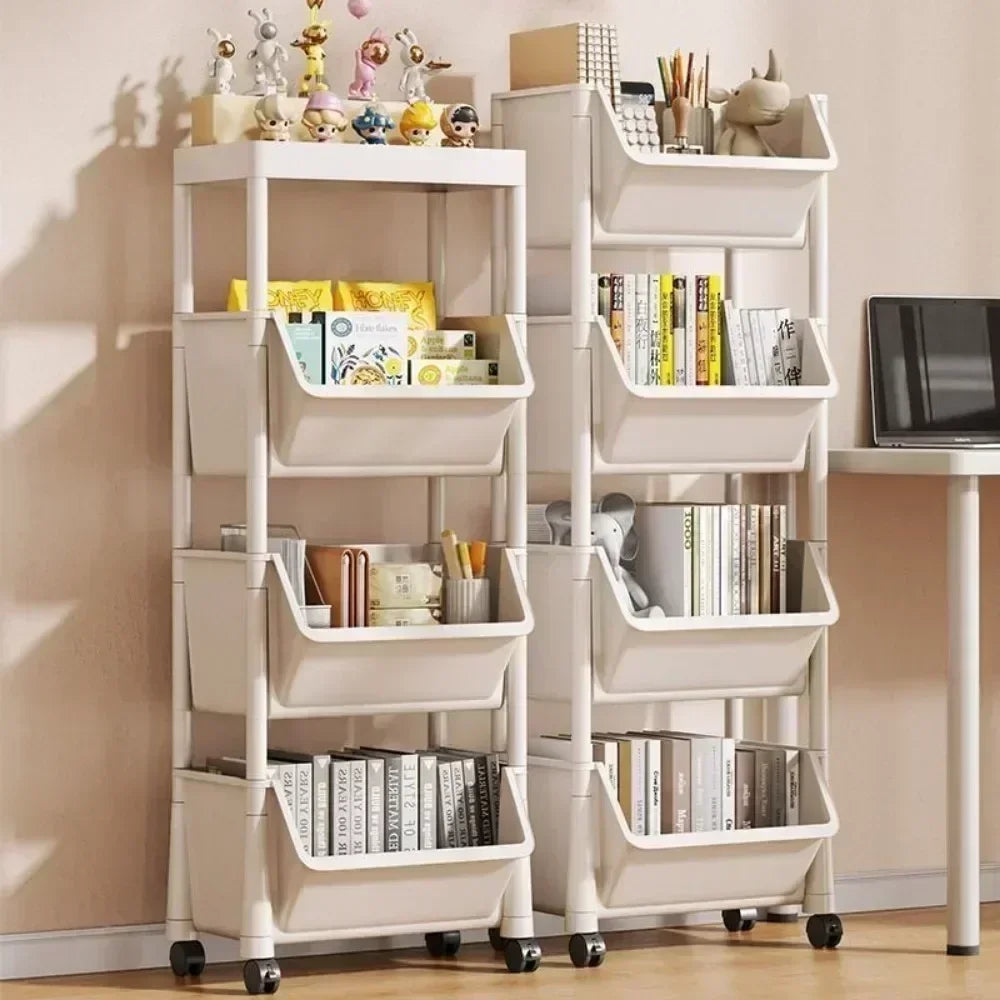 Mobile Storage Shelf] Mobile Plastic Storage Shelf Unit with Wheels