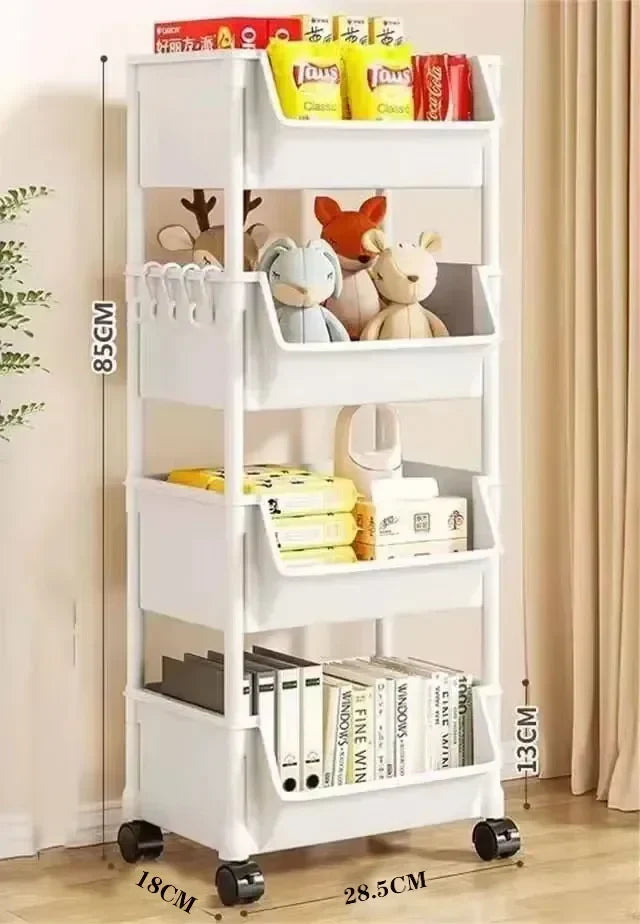 Mobile Storage Shelf] Mobile Plastic Storage Shelf Unit with Wheels
