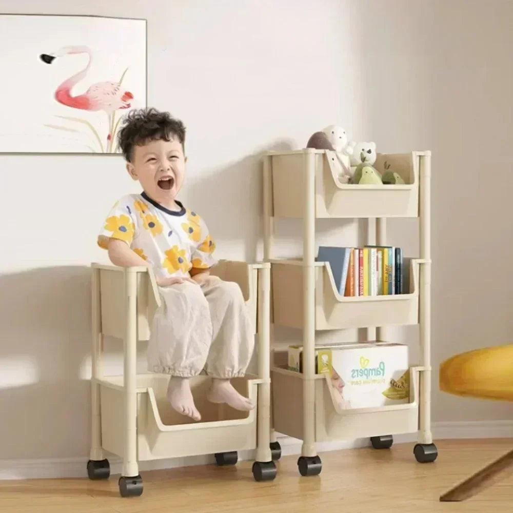 Mobile Storage Shelf] Mobile Plastic Storage Shelf Unit with Wheels