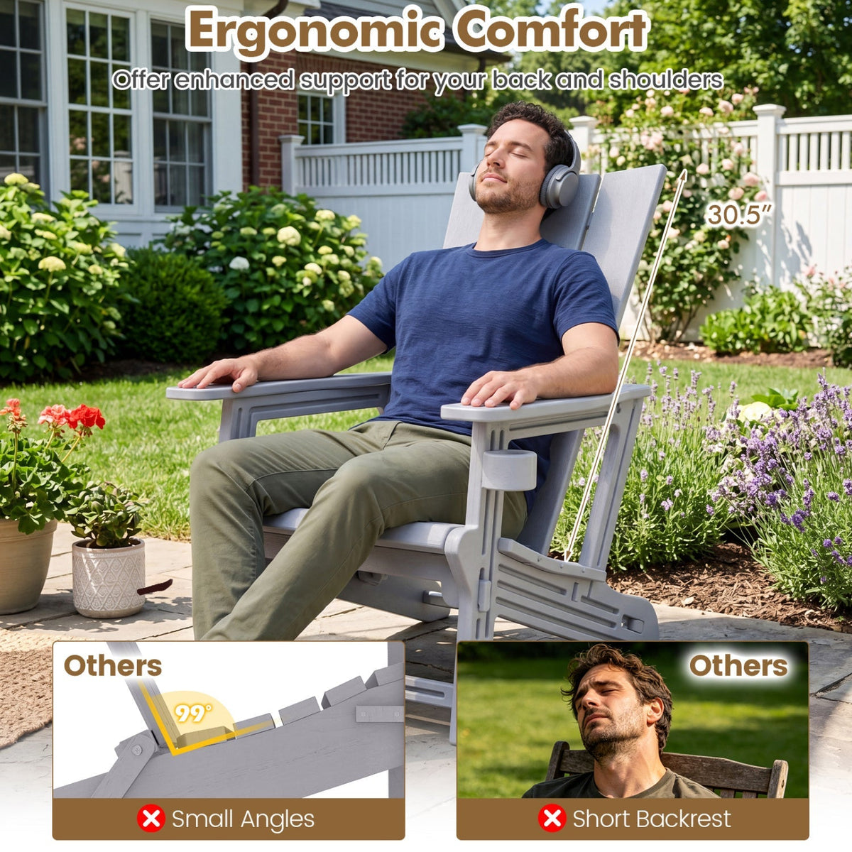 Adirondack Chairs Set of 2 with Cup Holders