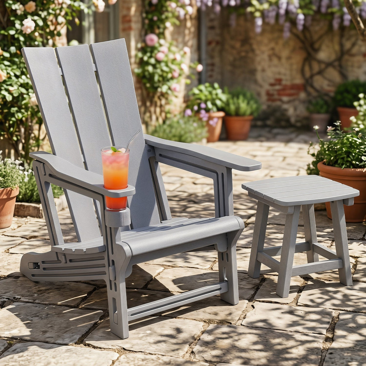 Adirondack Chairs Set of 2 with Cup Holders