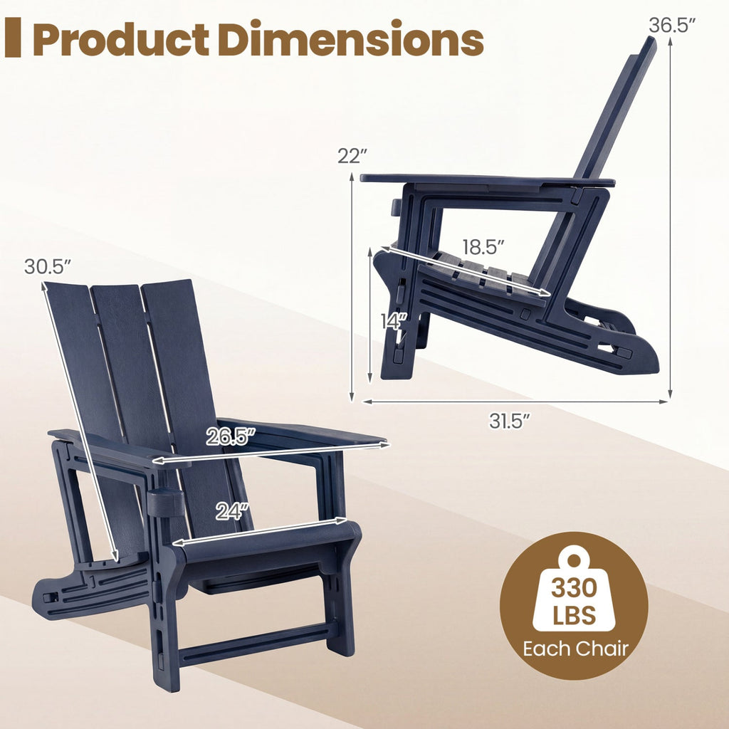 Adirondack Chairs Set of 2 with Cup Holders