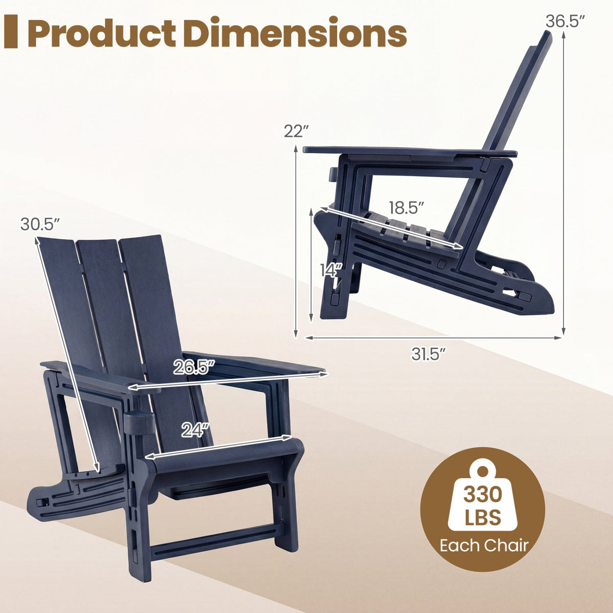 Adirondack Chairs Set of 2 with Cup Holders