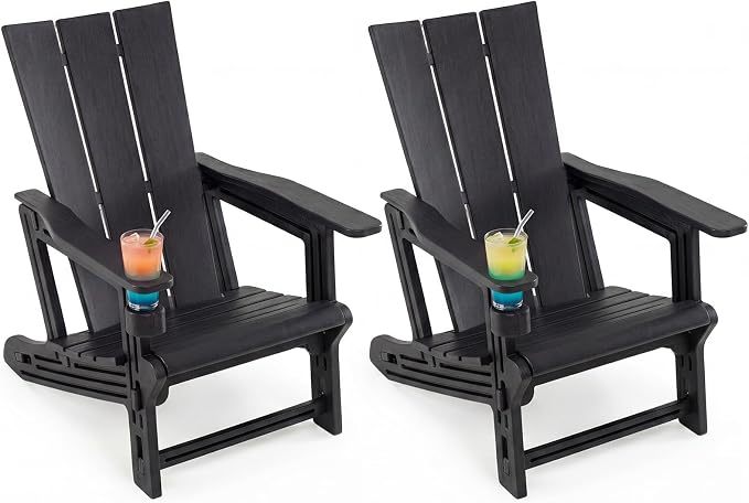 Adirondack Chairs Set of 2 with Cup Holders