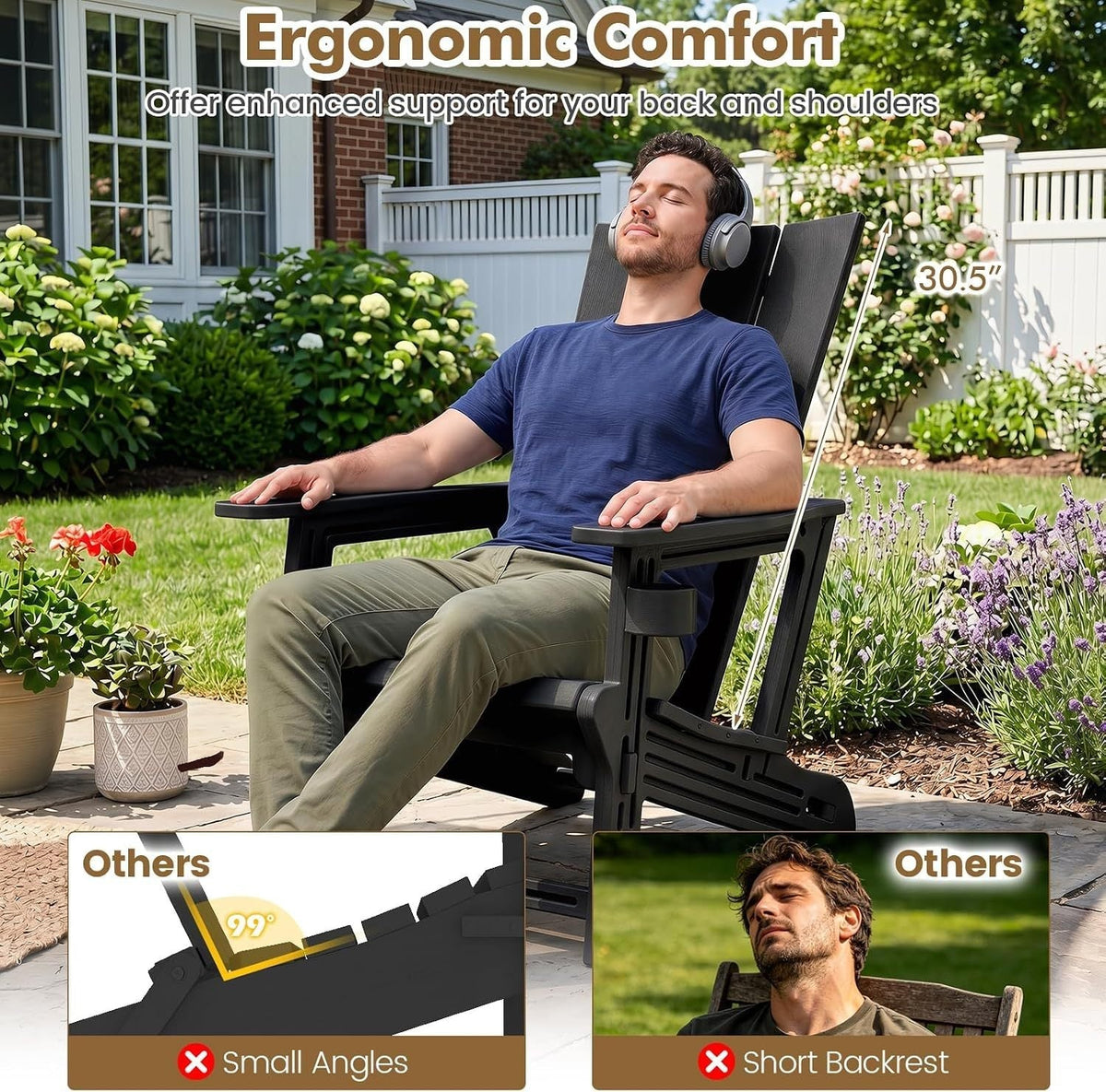 Adirondack Chairs Set of 2 with Cup Holders