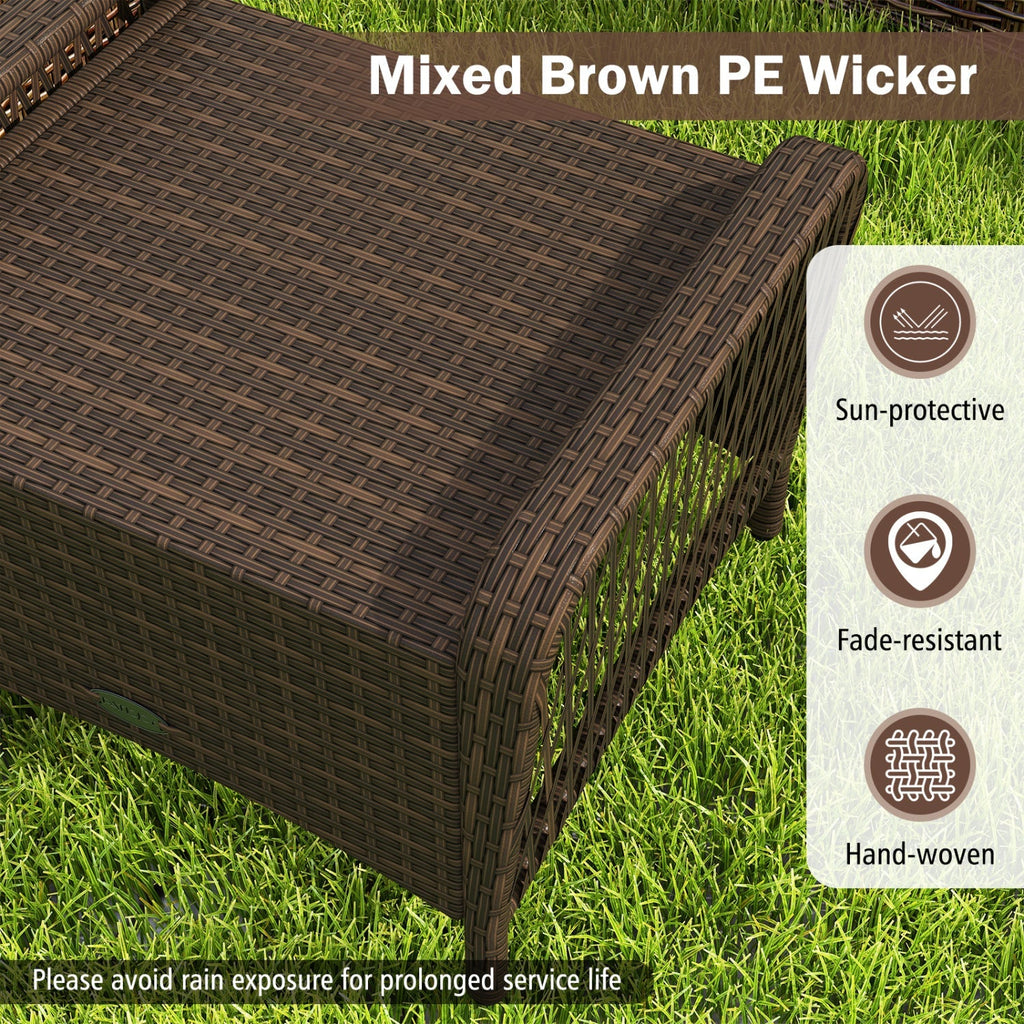 Outdoor  Wicker Ottomans Set of 2 with Removable Cushions