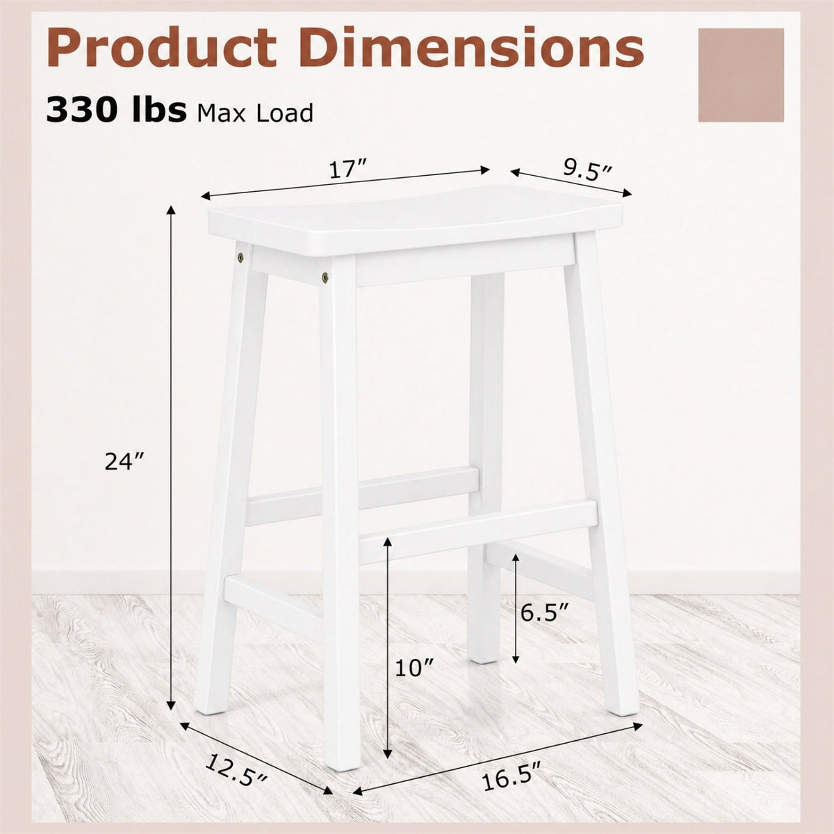 Saddle-Seat Counter Height Stools Set of 2 with Footrests