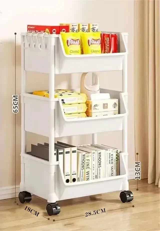 Mobile Storage Shelf] Mobile Plastic Storage Shelf Unit with Wheels