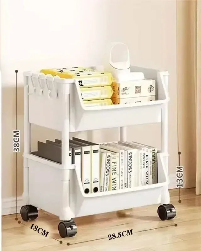 Mobile Storage Shelf] Mobile Plastic Storage Shelf Unit with Wheels