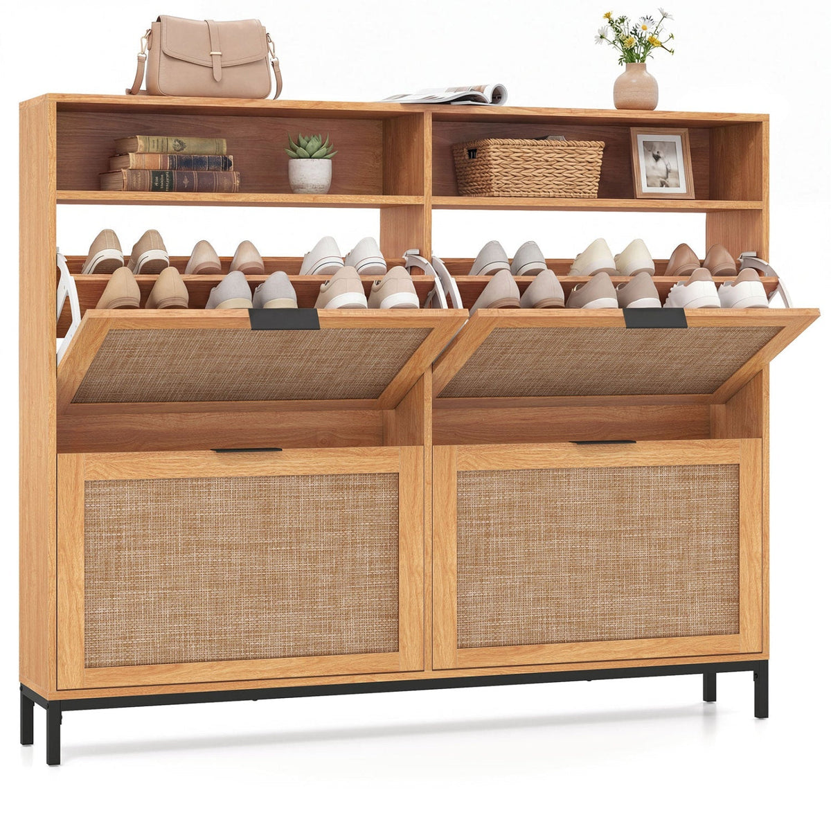 Shoe Storage Cabinet with 4 Flip Drawers
