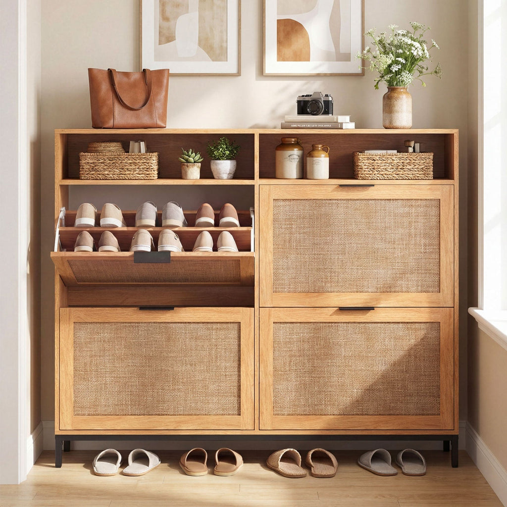 Shoe Storage Cabinet with 4 Flip Drawers