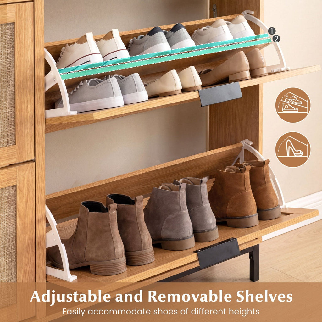 Shoe Storage Cabinet with 4 Flip Drawers