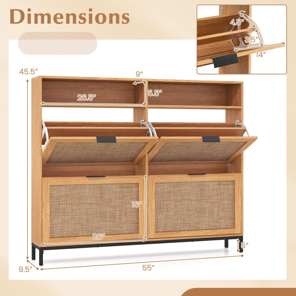 Shoe Storage Cabinet with 4 Flip Drawers