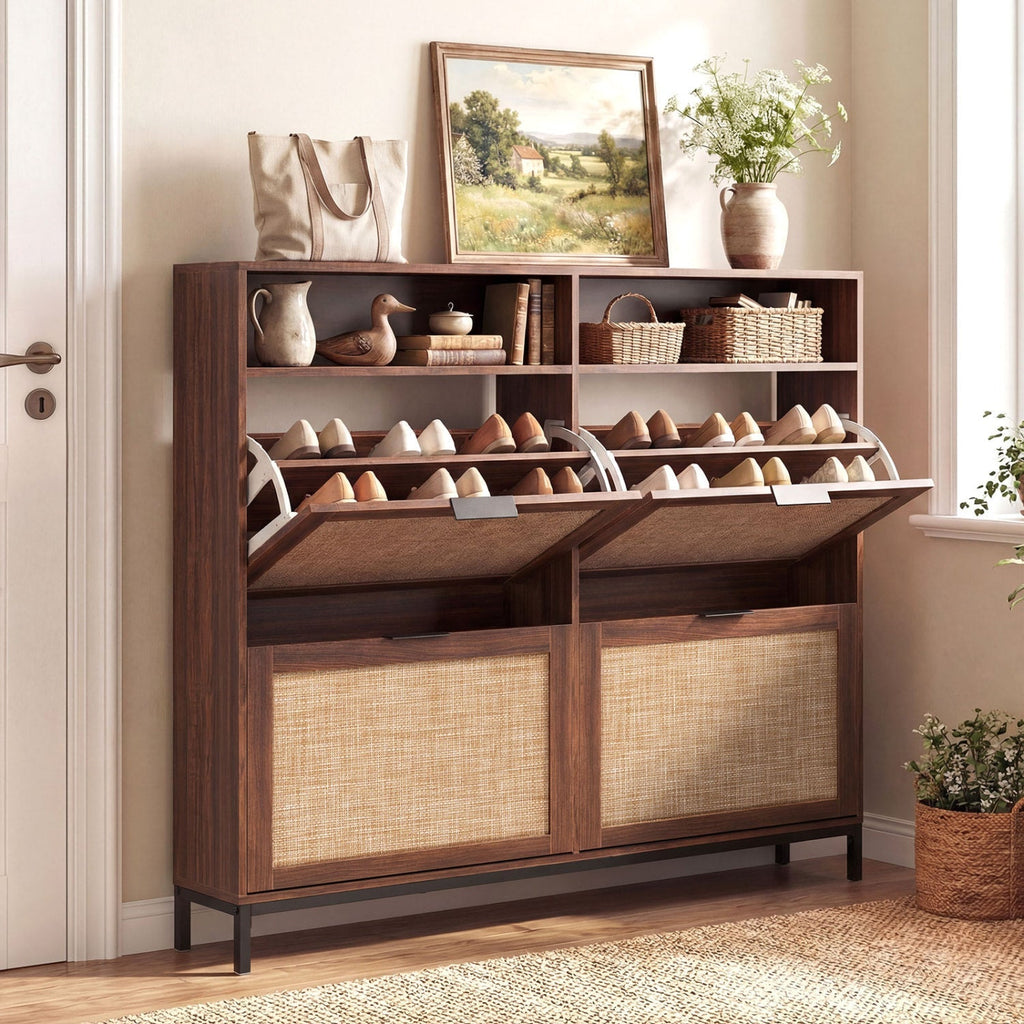 Shoe Storage Cabinet with 4 Flip Drawers