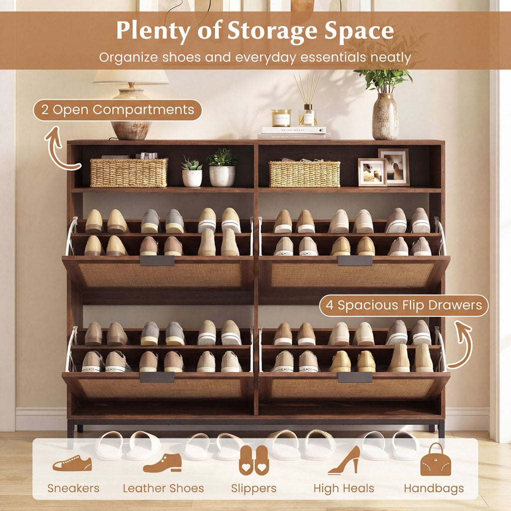 Shoe Storage Cabinet with 4 Flip Drawers