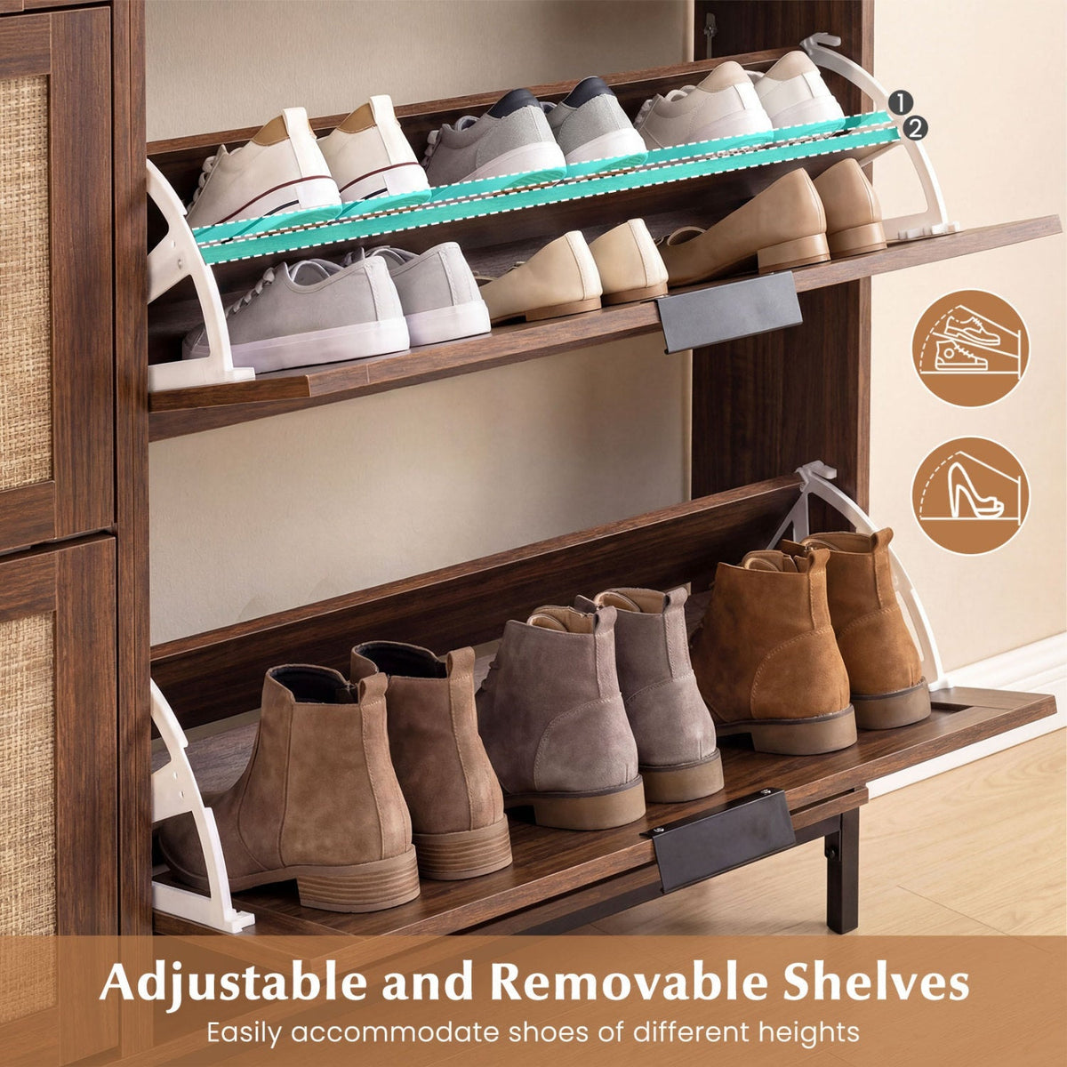 Shoe Storage Cabinet with 4 Flip Drawers